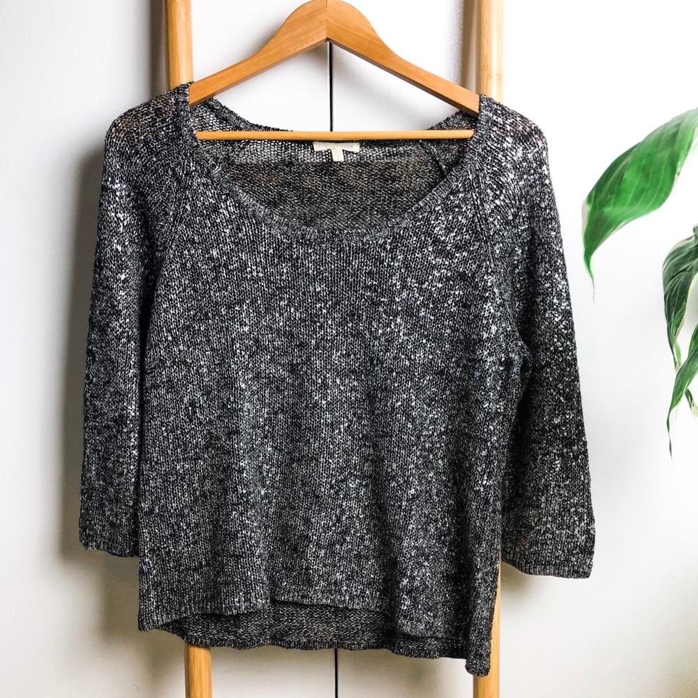Eileen Fisher Silver Speck Festive Black Sweater